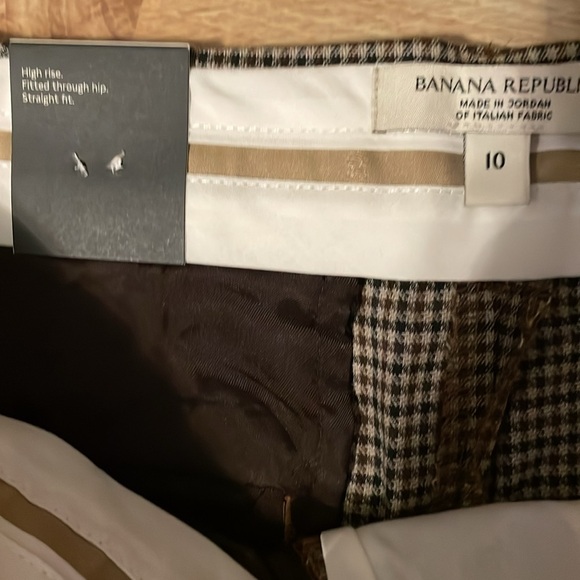 NWT/Banana Republic/Houndstooth straight leg high rise pants/10/brown black/NWT - Picture 4 of 9